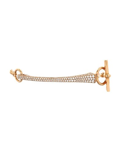 Pre-owned Hermes Pre-Owned HERMES Clou de Forge Chain Bracelet 18K Rose Gold with Pave Diamonds