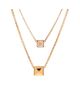 Pre-owned Hermes Pre-Owned HERMES Clou d'H Double Pendant Necklace 18K Rose Gold with Diamonds, 16.25 - 1