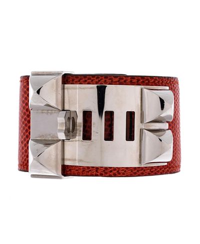 Pre-owned Hermes Pre-Owned HERMES Collier de Chien Bracelet Lizard