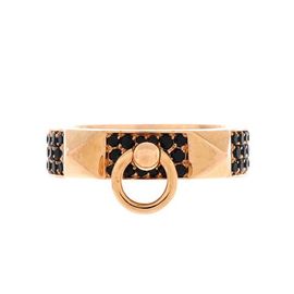 Pre-Owned Hermes Pre-Owned Hermes Collier de Chien Ring 18K Rose Gold with Pave Black Spinels Small