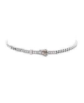 Pre-owned Hermes Pre-Owned Hermes Etriviere Chain Bracelet 18K White Gold with Diamonds