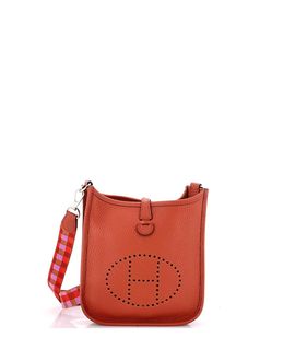 Pre-owned Hermes Pre-Owned HERMES Evelyne Mini Clemence Leather Perforated Crossbody