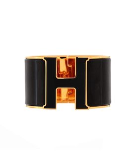 Pre-owned Hermes Pre-Owned HERMES Extra Wide Clic H Bracelet Enamel