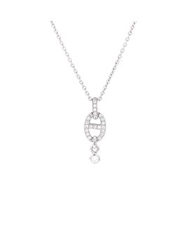 Pre-owned Hermes Pre-Owned HERMES Farandole Pendant Necklace 18K White Gold and Diamonds, 16