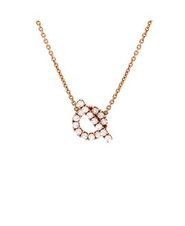 Pre-owned Hermes Pre-Owned HERMES Finesse Pendant Necklace 18K Rose Gold and Diamonds, 16