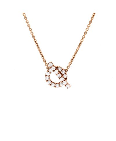 Pre-owned Hermes Pre-Owned HERMES Finesse Pendant Necklace 18K Rose Gold and Diamonds, 16