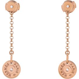 Pre-Owned Hermes Pre-Owned Hermes Gambade Clou de Selle Earrings 18K Rose Gold with Diamonds 