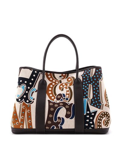Pre-owned Hermes Pre-Owned HERMES Garden Party Printed Toile & Leather Tote