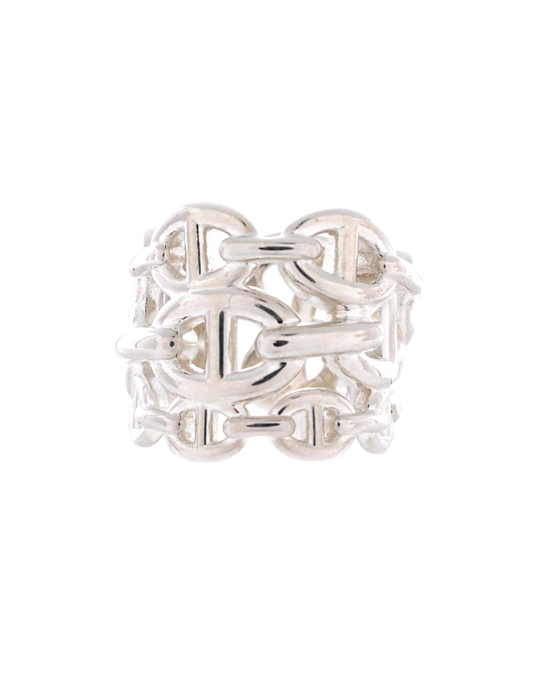 Pre-owned Hermes Pre-Owned HERMES Gm Chaine d'Ancre Enchainee Ring Sterling Silver