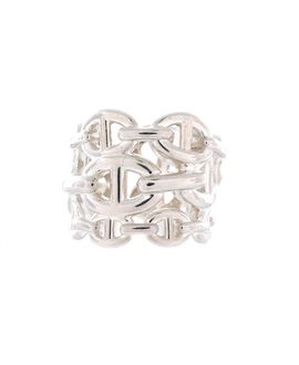 Pre-owned Hermes Pre-Owned HERMES Gm Chaine d'Ancre Enchainee Ring Sterling Silver