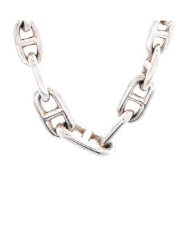Pre-owned Hermes Pre-Owned HERMES Graduated Chaine D'Ancre Necklace Sterling Silver, 22