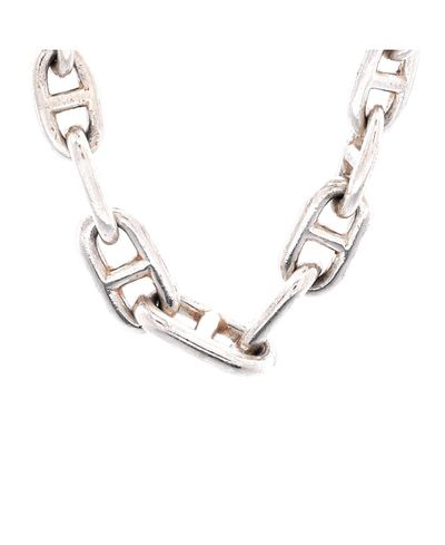 Pre-owned Hermes Pre-Owned HERMES Graduated Chaine D'Ancre Necklace Sterling Silver, 22