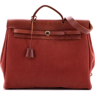 Pre-Owned Hermes Pre-Owned Hermes Herbag Zip Leather and Toile 39