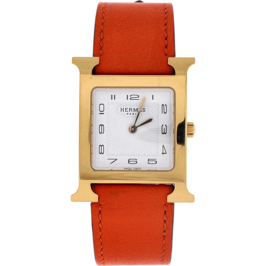 Pre-Owned Hermes Pre-Owned Hermes Heure H Quartz Watch Plated Metal and Leather 26