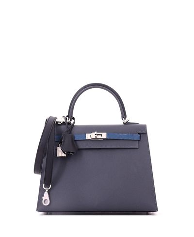 Pre-owned Hermes Pre-Owned HERMES Kelly 25 Handbag Bicolor Epsom with Palladium Hardware