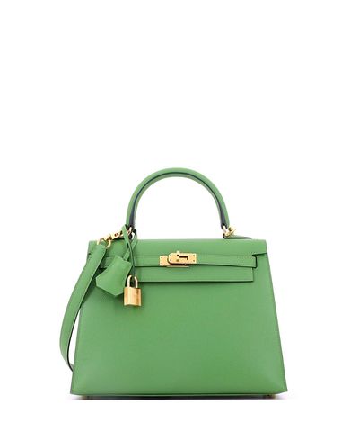 Pre-owned Hermes Pre-Owned HERMES Kelly 25 Handbag Green Epsom with Gold Hardware