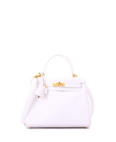 Pre-owned Hermes Pre-Owned HERMES Kelly 25 Handbag White Swift with Gold Hardware