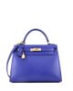 Pre-owned Hermes Pre-Owned HERMES Kelly 28 Handbag Blue Tadelakt with Gold Hardware - 1