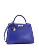 Pre-owned Hermes Pre-Owned HERMES Kelly 28 Handbag Blue Tadelakt with Gold Hardware - 3