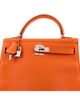 Pre-owned Hermes Pre-Owned HERMES Kelly 28 Handbag Orange Clemence with Palladium Hardware - 6