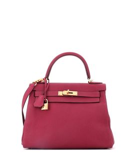 Pre-owned Hermes Pre-Owned HERMES Kelly 28 Handbag Red Togo with Gold Hardware