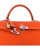 Pre-owned Hermes Pre-Owned HERMES Kelly 35 Handbag Orange Epsom with Palladium Hardware - 6