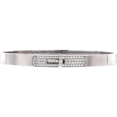 Pre-Owned Hermes Pre-Owned Hermes Kelly Bracelet 18K White Gold and Pave Diamonds Small 