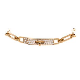 Pre-Owned Hermes Pre-Owned Hermes Kelly Chaine Bracelet 18K Yellow Gold and Pave Diamonds Small