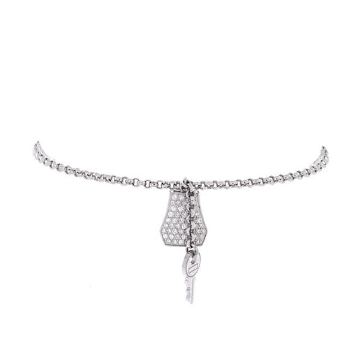 Pre-Owned Hermes Pre-Owned Hermes Kelly Clochette Chain Bracelet 18K White Gold with Pave Diamonds Small