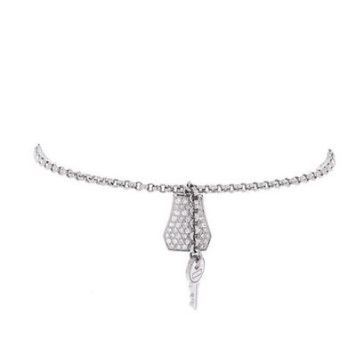 Pre-Owned Hermes Pre-Owned Hermes Kelly Clochette Chain Bracelet 18K White Gold with Pave Diamonds Small