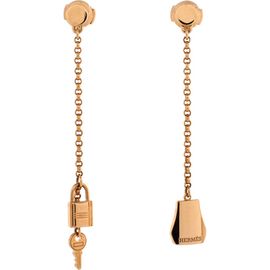Pre-owned Hermes Pre-Owned HERMES Kelly Clochette Drop Earrings 18K Rose Gold