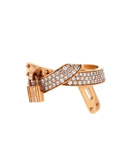 Pre-owned Hermes Pre-Owned HERMES Kelly Gavroche Ring 18K Rose Gold with Diamonds