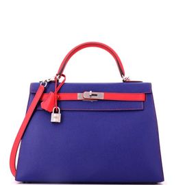 Pre-Owned Hermes Pre-Owned Hermes Kelly Handbag Bicolor Epsom with Brushed Palladium Hardware 32