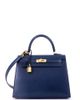 Pre-Owned Hermes Pre-Owned Hermes Kelly Handbag Blue Box Calf with Gold Hardware 25 - 1