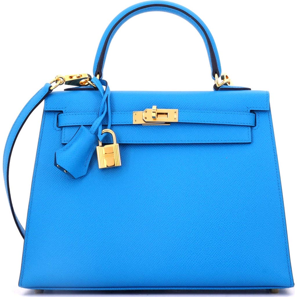 Pre-Owned Hermes Pre-Owned Hermes Kelly Handbag Blue Epsom with Gold Hardware 25