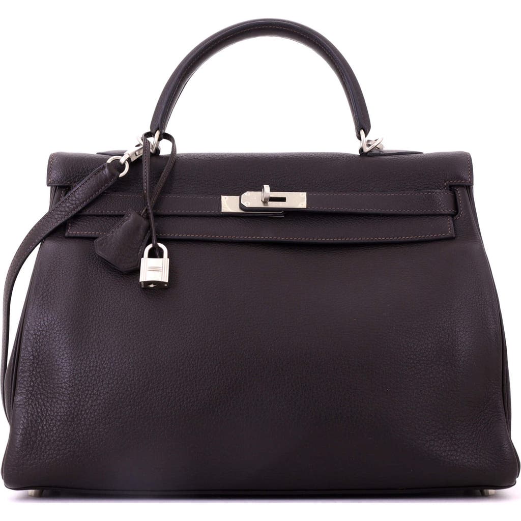 Pre-Owned Hermes Pre-Owned Hermes Kelly Handbag Brown Togo with Brushed Palladium Hardware 35