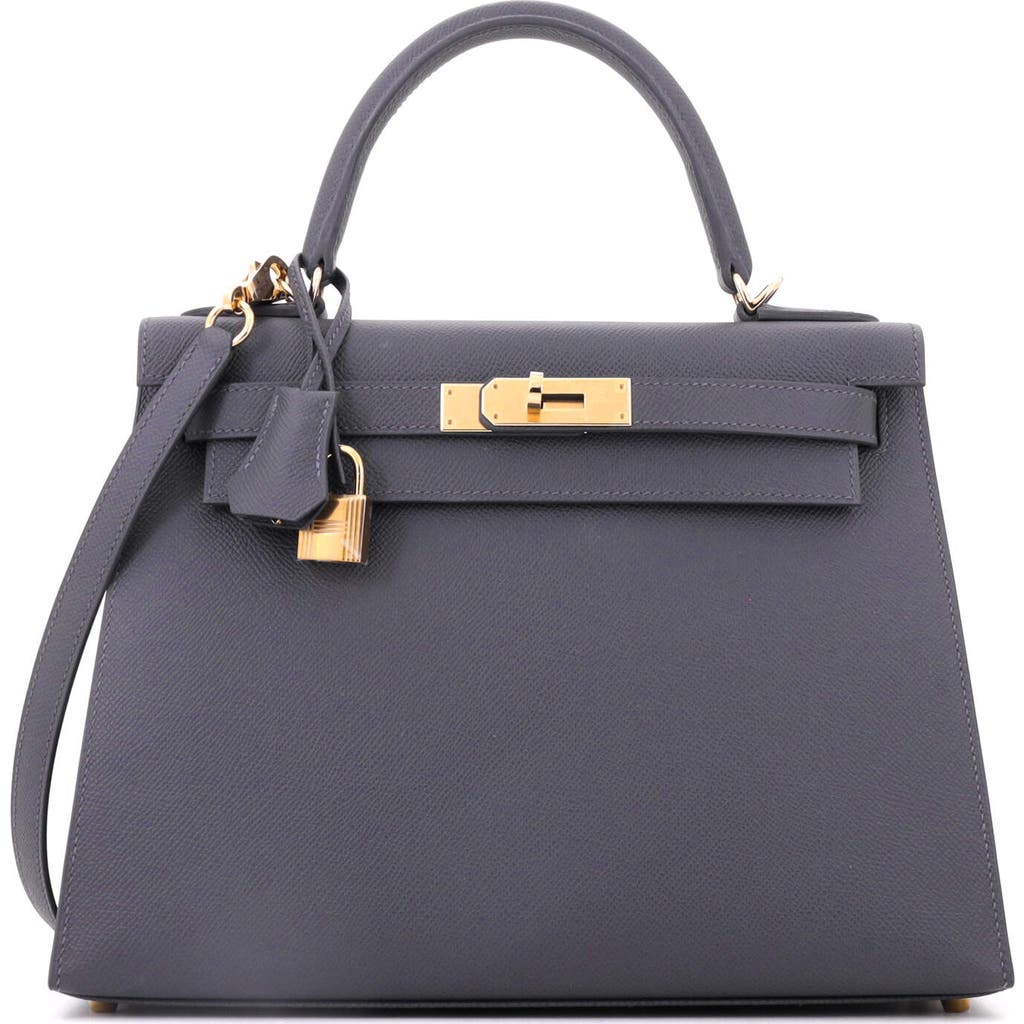 Pre-Owned Hermes Pre-Owned Hermes Kelly Handbag Grey Epsom with Permabrass Hardware 28