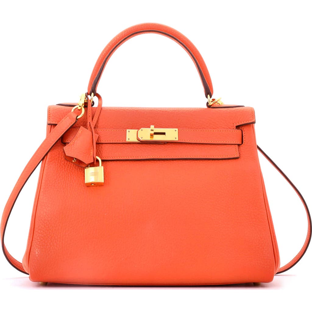 Pre-Owned Hermes Pre-Owned Hermes Kelly Handbag Orange Clemence with Gold Hardware 28