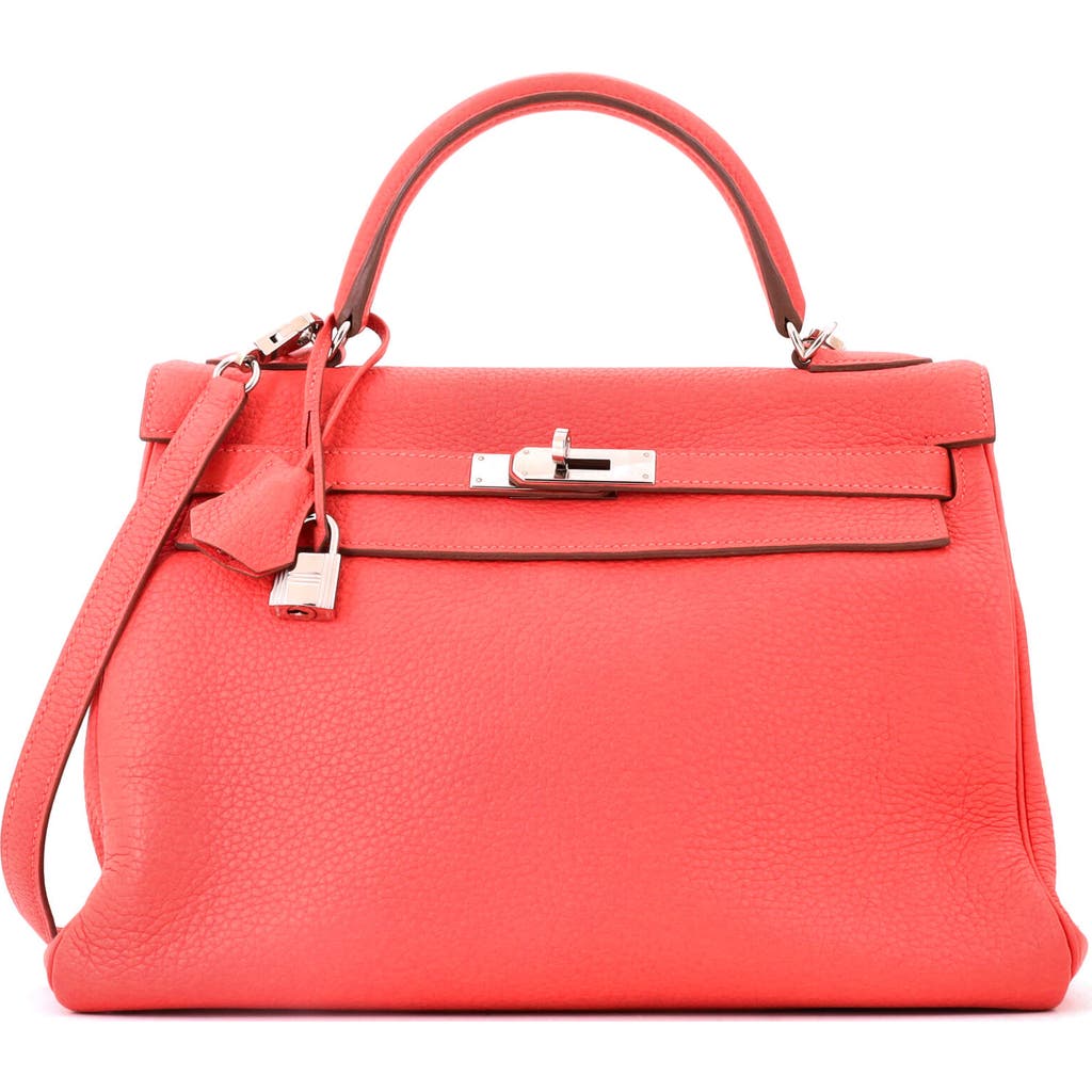 Pre-Owned Hermes Pre-Owned Hermes Kelly Handbag Pink Clemence with Palladium Hardware 32 