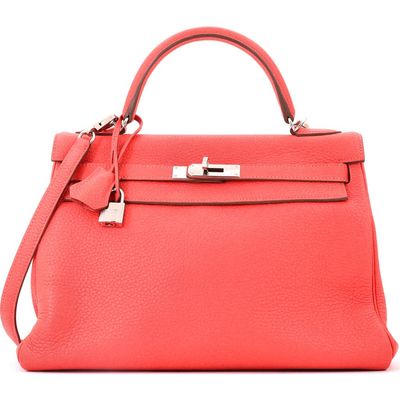 Pre-Owned Hermes Pre-Owned Hermes Kelly Handbag Pink Clemence with Palladium Hardware 32 