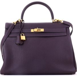 Pre-Owned Hermes Pre-Owned Hermes Kelly Handbag Purple Togo with Gold Hardware 35