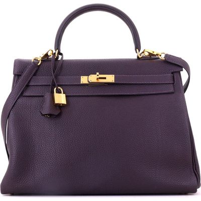 Pre-Owned Hermes Pre-Owned Hermes Kelly Handbag Purple Togo with Gold Hardware 35