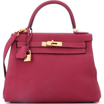 Pre-Owned Hermes Pre-Owned Hermes Kelly Handbag Red Togo with Gold Hardware 28 