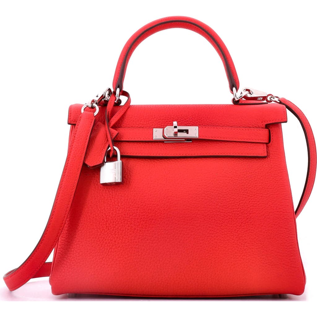 Pre-Owned Hermes Pre-Owned Hermes Kelly Handbag Red Togo with Palladium Hardware 25