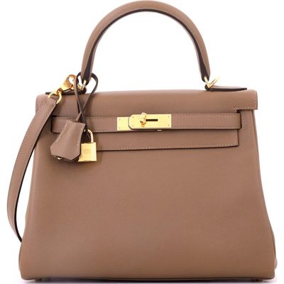 Pre-Owned Hermes Pre-Owned Hermes Kelly Handbag Verso Evercolor With Gold Hardware 28