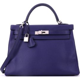 Pre-Owned Hermes Pre-Owned Hermes Kelly Handbag Verso Evercolor with Palladium Hardware 32