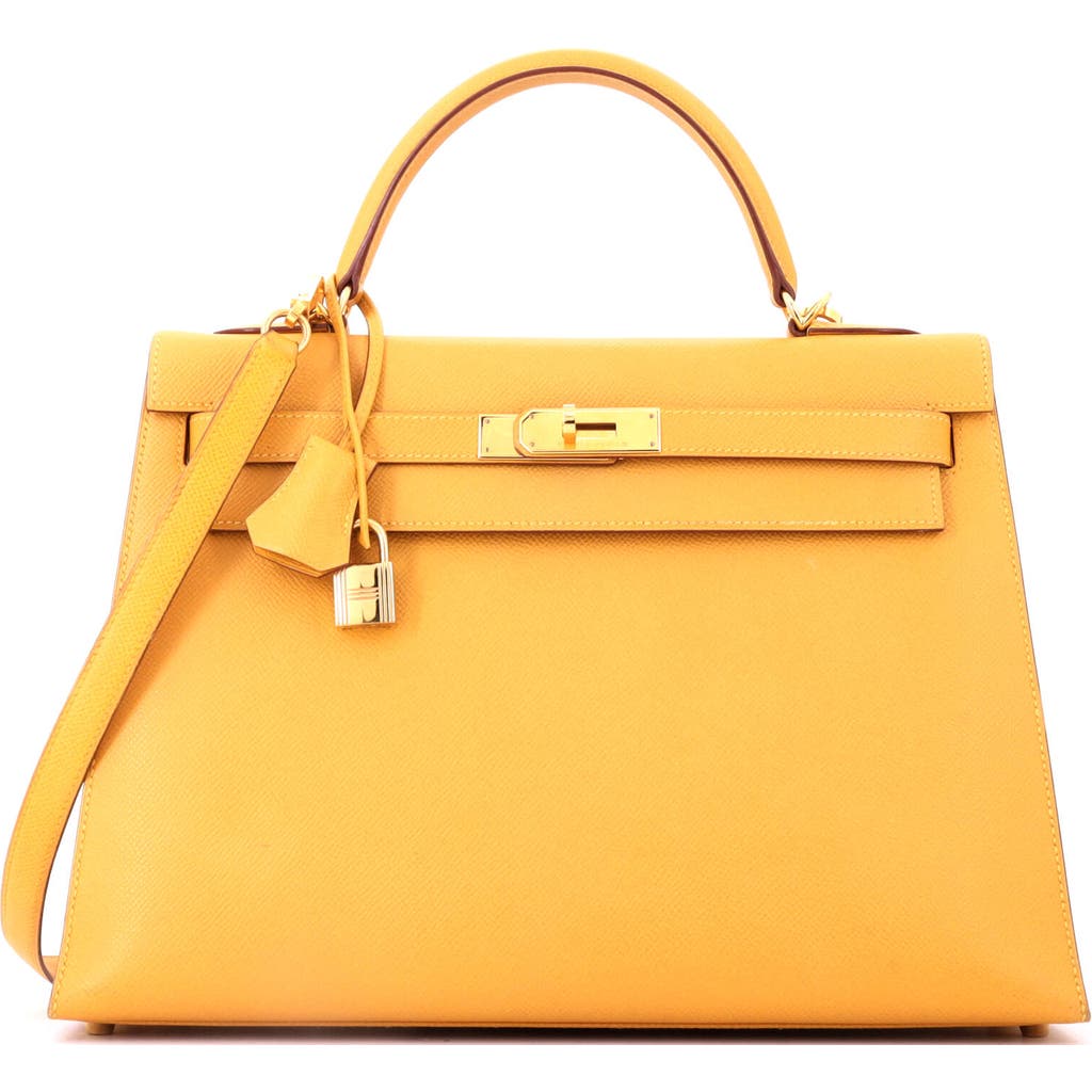 Pre-Owned Hermes Pre-Owned Hermes Kelly Handbag Yellow Courchevel with Gold Hardware 32