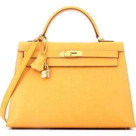 Pre-Owned Hermes Pre-Owned Hermes Kelly Handbag Yellow Courchevel with Gold Hardware 32