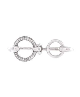 Pre-owned Hermes Pre-Owned HERMES Large Filet d'Or Double Ring 18K White Gold with Diamonds