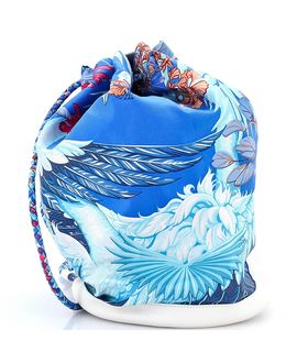Pre-owned Hermes Pre-Owned HERMES Medium Soie Cool Handbag Printed Silk and Calfskin